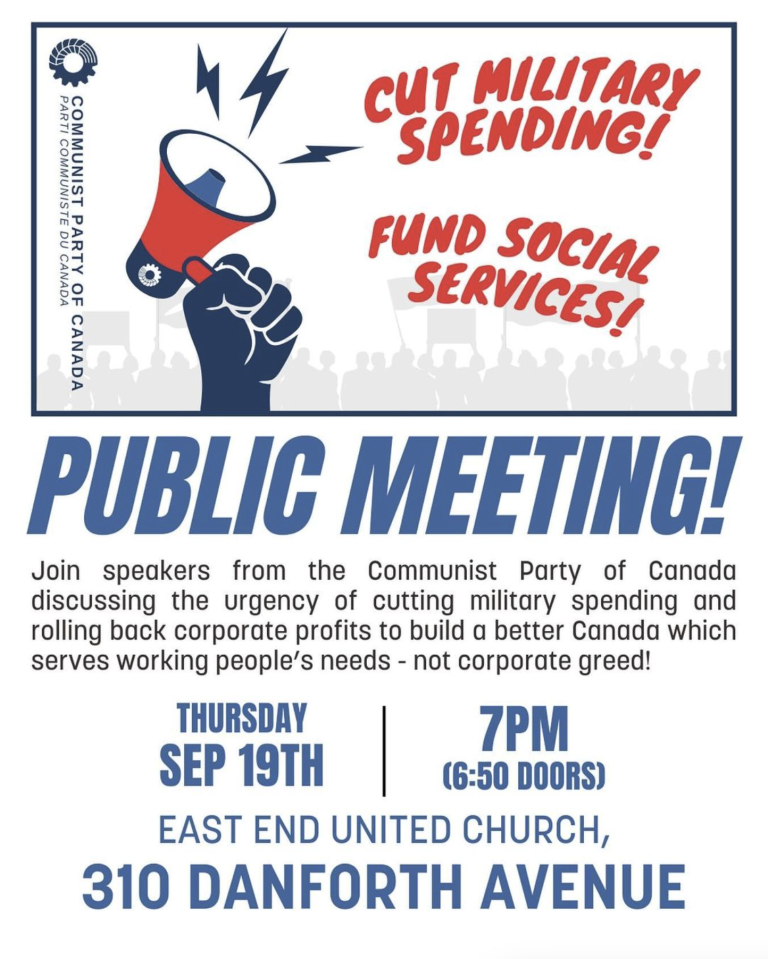 Cut military spending! Fund social services! Toronto meeting